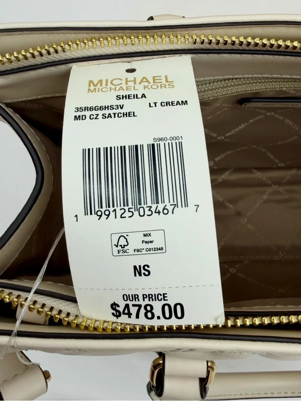 Michael Kors Cream Quilted Heart Satchel and Wristlet Set